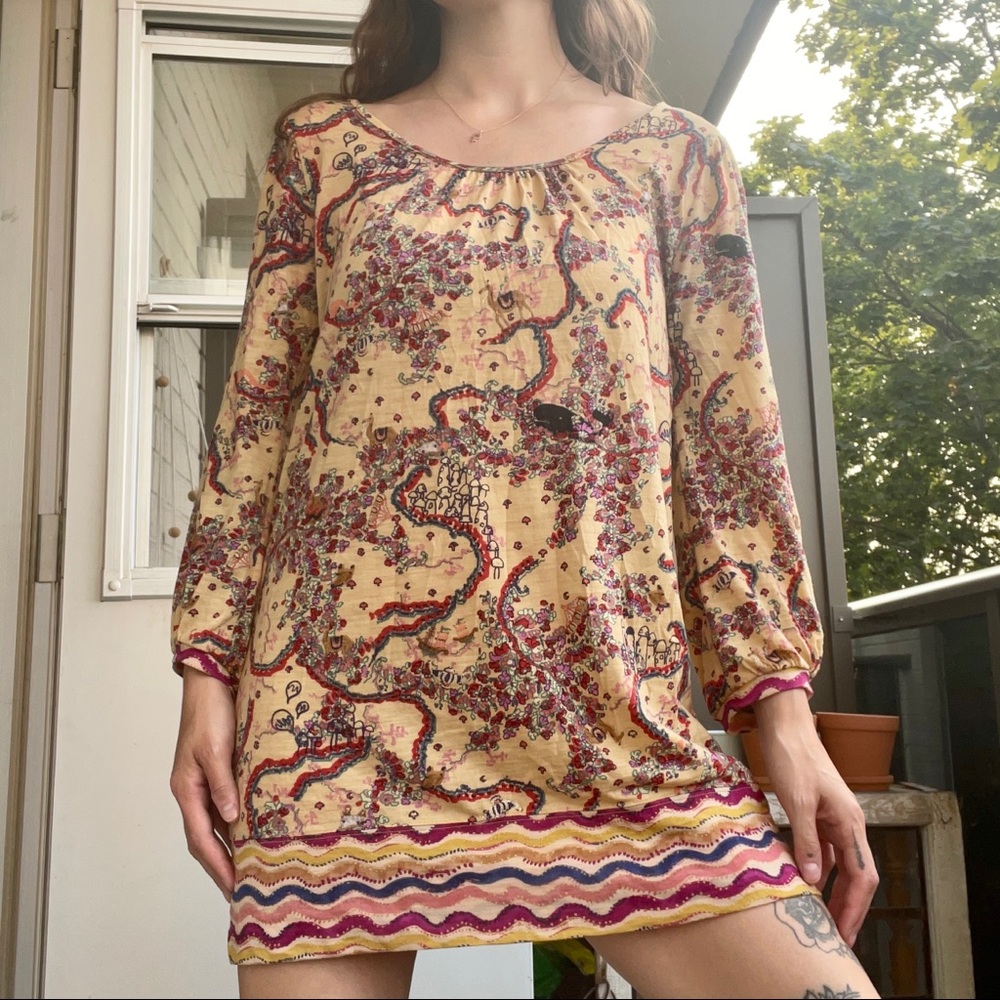 Tsumori Chisato Cotton Printed Long Sleeve Dress